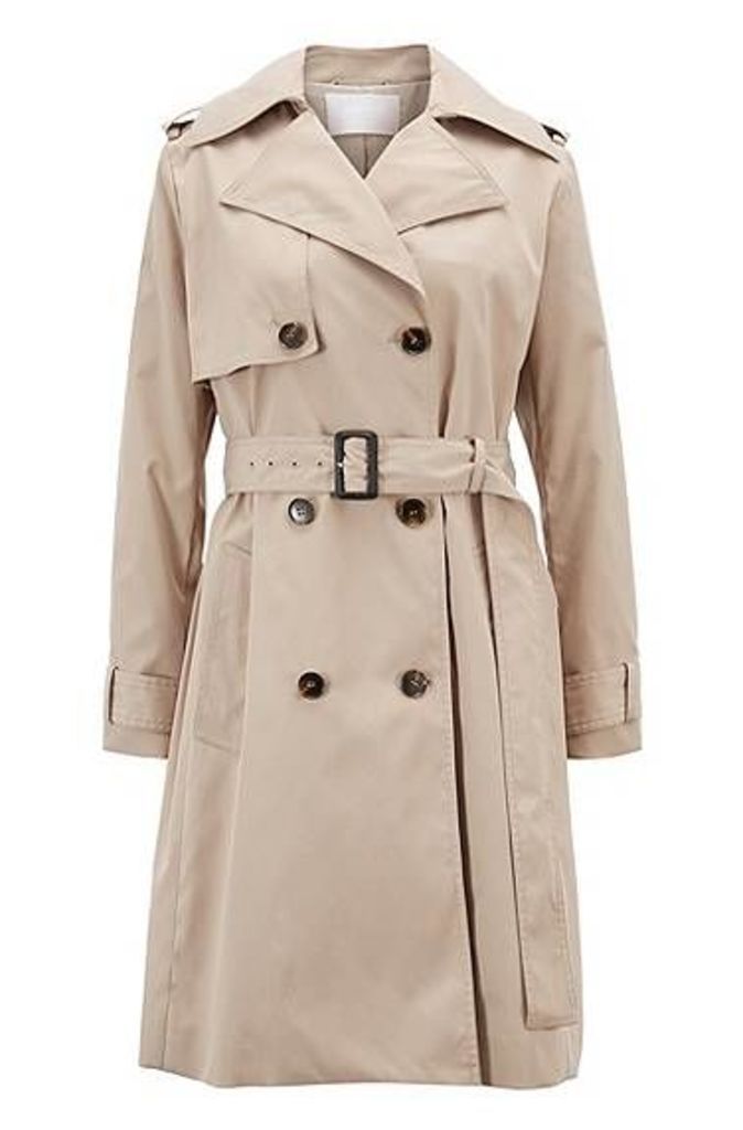 Double-breasted trench coat with oversized lapels