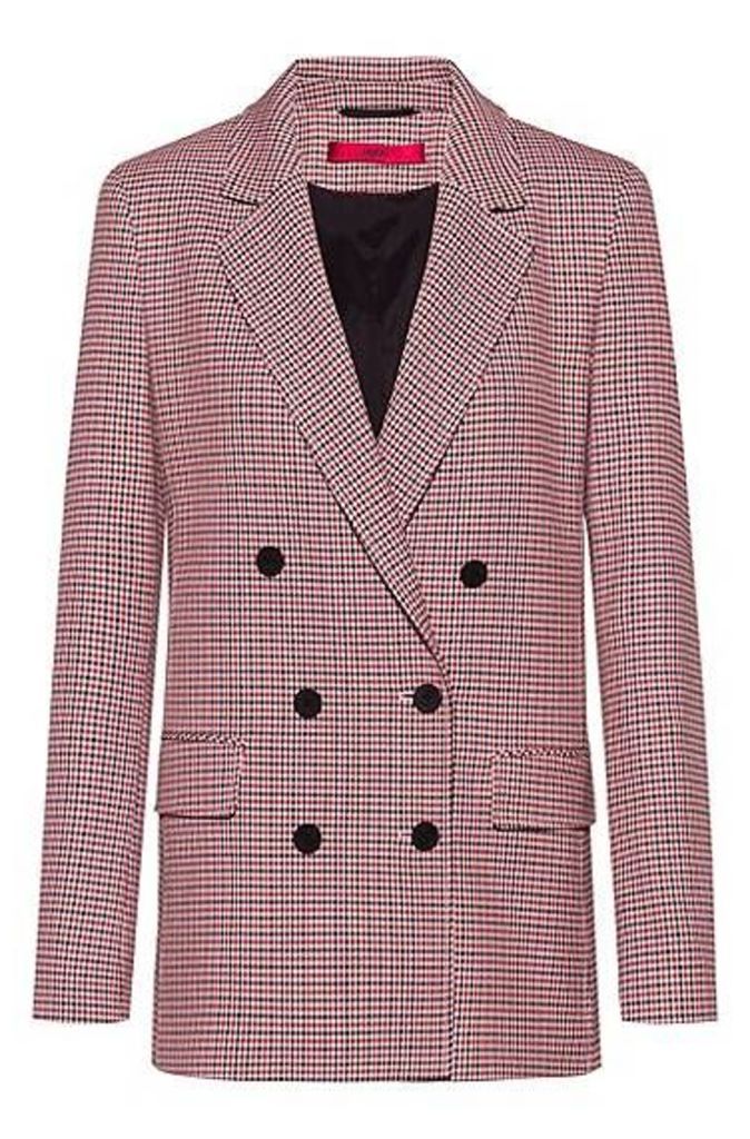 Double-breasted relaxed-fit jacket with micro-houndstooth motif