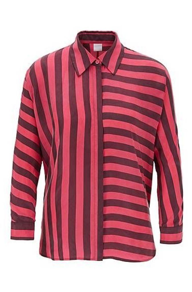 Relaxed-fit blouse with multi-directional stripe