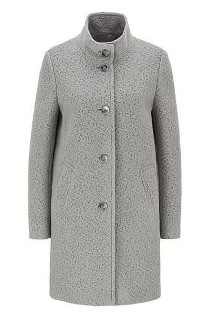 Regular-fit coat in wool-blend bouclé