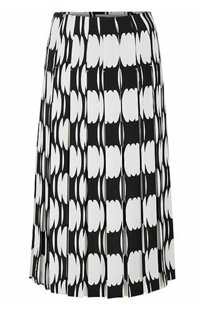Plissé midi skirt with collection motif