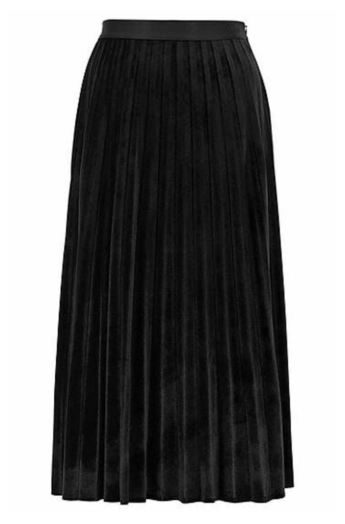 A-line plissé skirt in stretch velvet