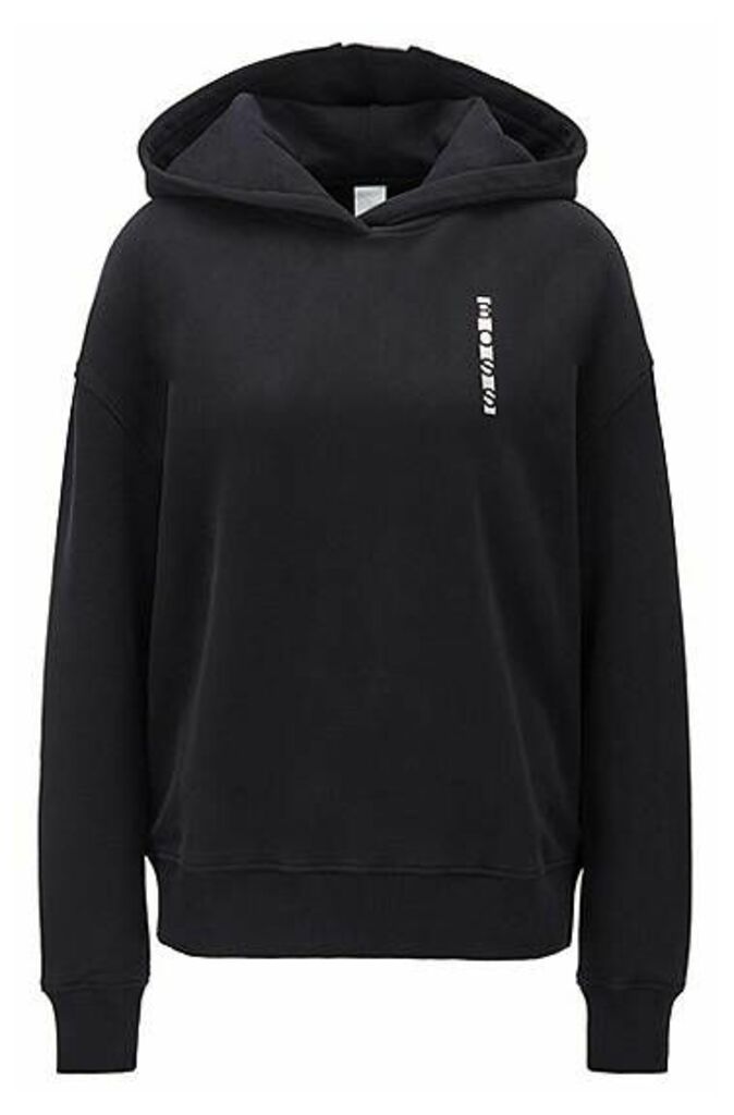 Hooded terry sweatshirt with linear logos and colour-block inserts