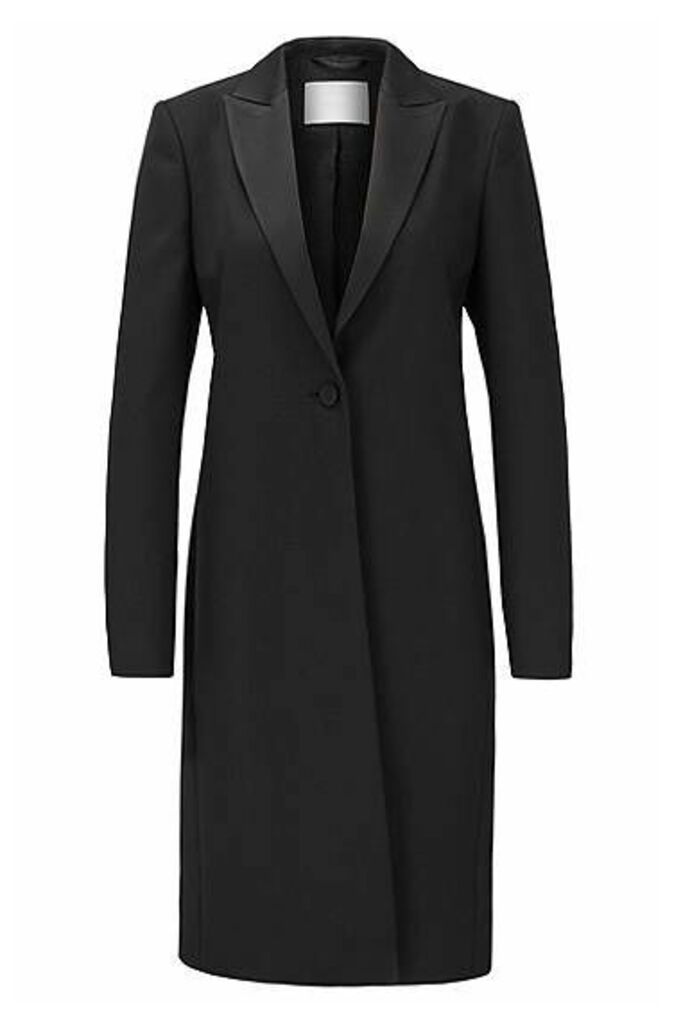 Tuxedo-style coat in Italian virgin-wool twill