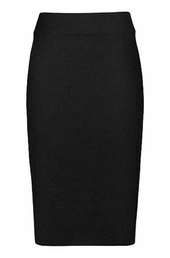 Slim-fit pencil skirt with 3D houndstooth jacquard