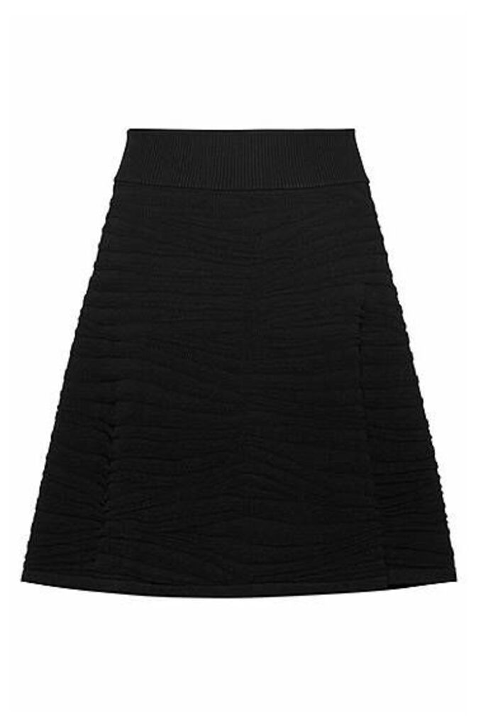 A-line skirt with zebra structure and ribbed waistband