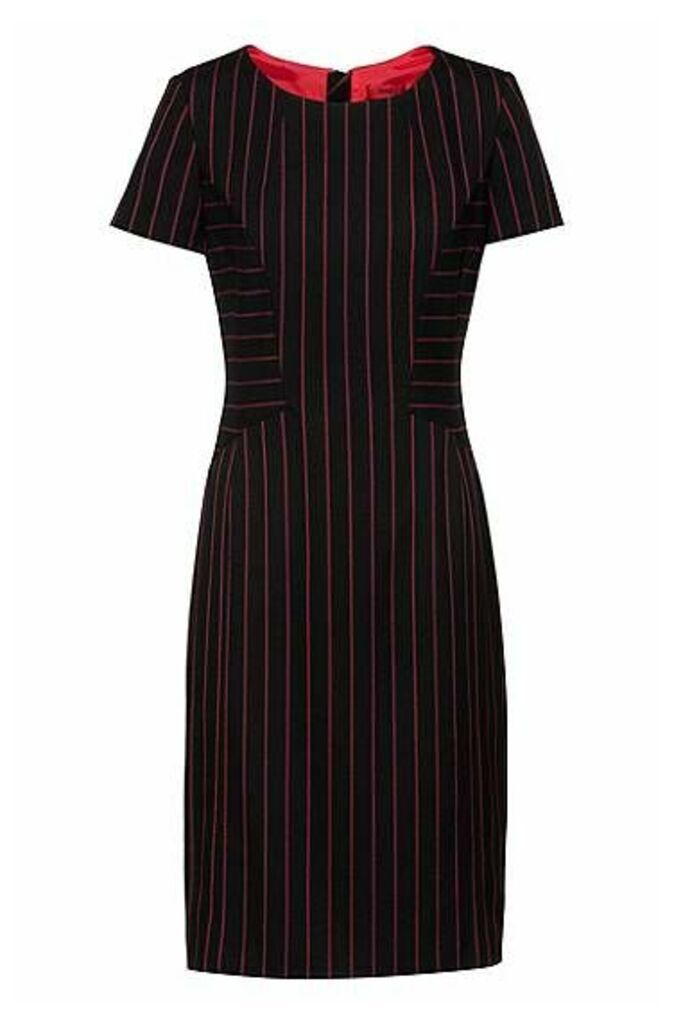 Pencil dress in stretch fabric with vertical stripes