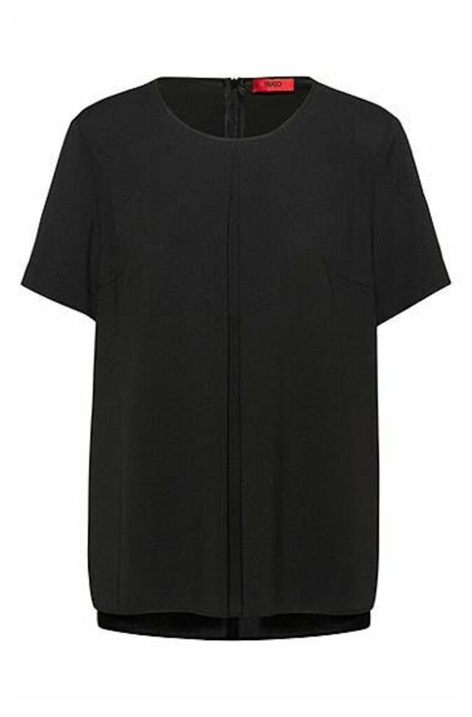 Regular-fit T-shirt top with front pleats