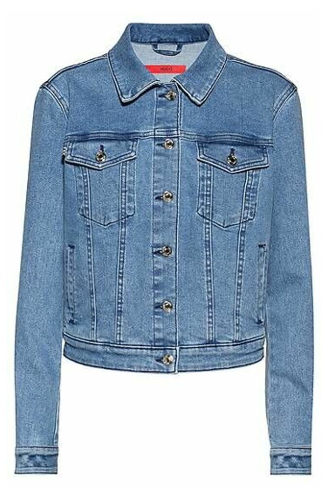 ALEX fitted jacket in stretch denim with studded collar