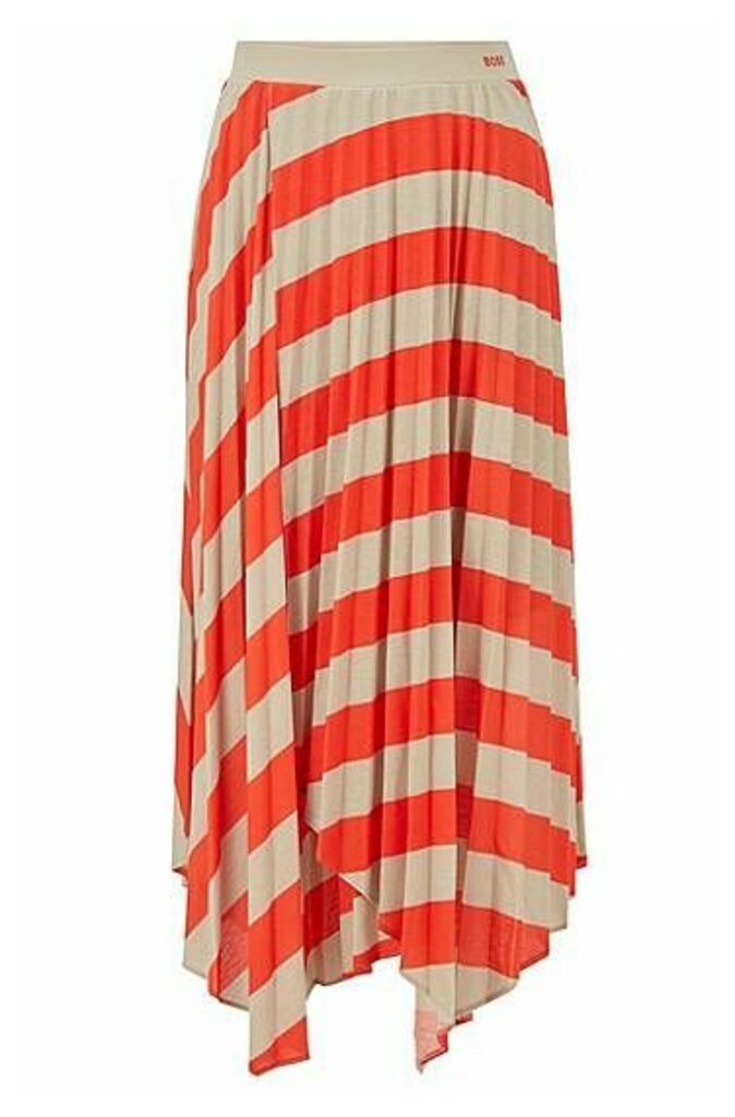 Plissé skirt with handkerchief hem and diagonal stripe