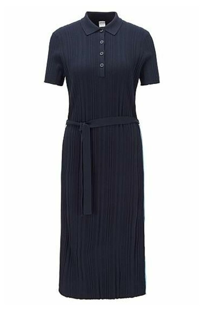 Rib-knit polo dress with colour-block tape trims
