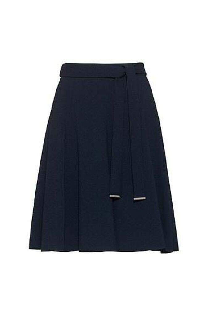 A-line belted skirt in micro-bubble crepe
