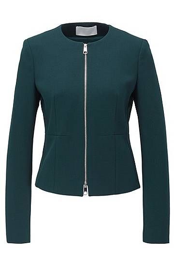Collarless regular-fit jacket in stretch jersey