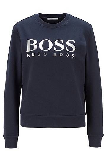 French-terry sweatshirt with mixed-print logo
