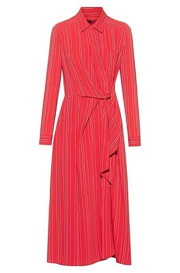 Striped shirt dress with wrap-effect front