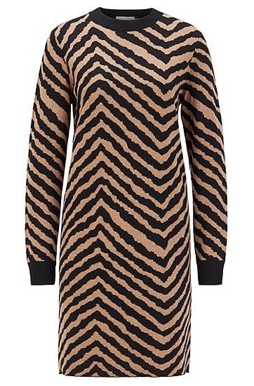 Jacquard-knit dress with collection-themed chevron pattern