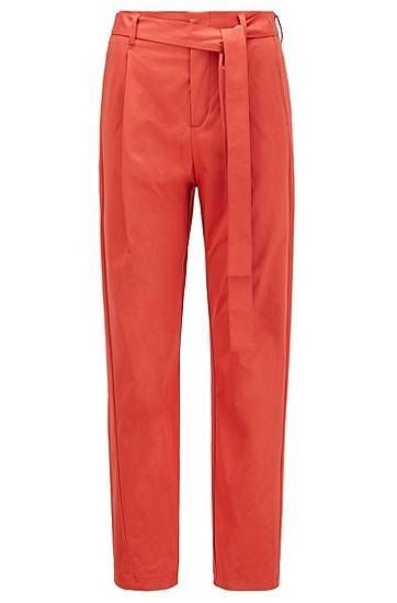 Relaxed-fit trousers in stretch cotton with paper-bag waist