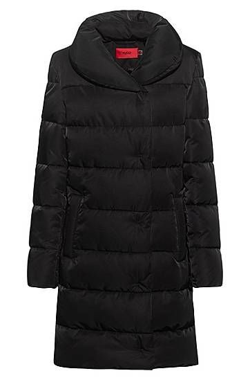 Long padded jacket in recycled material