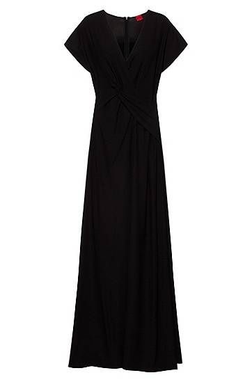 Crepe maxi dress with knotted front