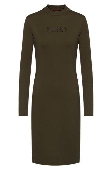 Long-sleeved dress in stretch jersey with 3D logo