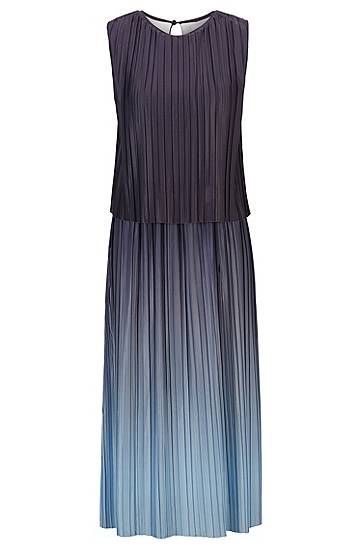 Layered degradé dress in Italian plissé fabric