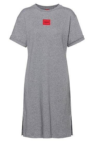 Interlock-cotton T-shirt dress with red logo label