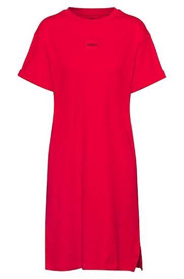 Interlock-cotton T-shirt dress with red logo label