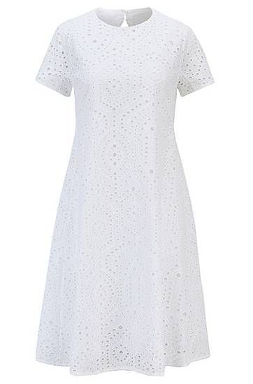 Broderie-anglaise dress with ruched cutaway back