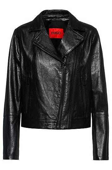 Grained-leather biker jacket in Olivenleder®