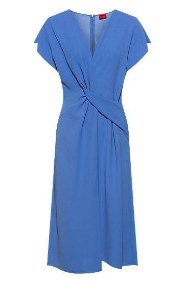 V-neck midi dress in flared shape with twist detail