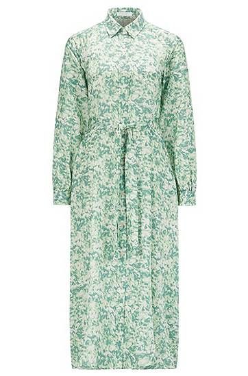 Shirt dress in cotton and silk with floral print