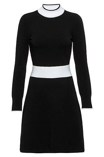 Long-sleeved knitted dress with contrast trims