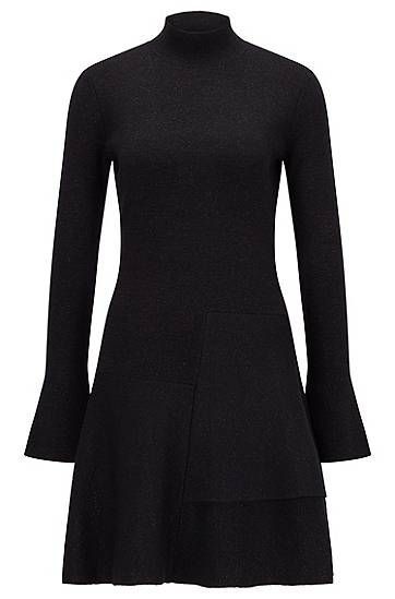 Fit-and-flare knitted dress in a sparkly wool blend