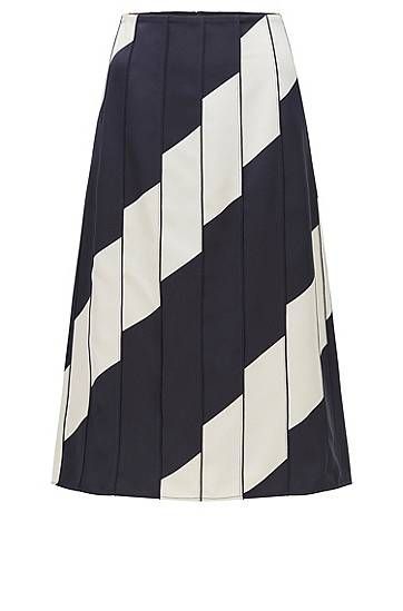 A-line skirt with colour-block diagonal stripes