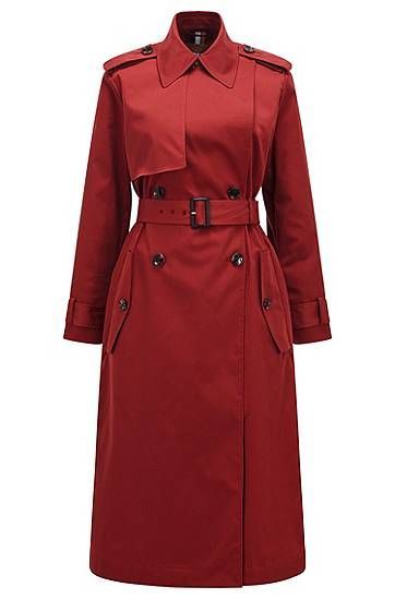 Water-repellent trench coat with belted waist