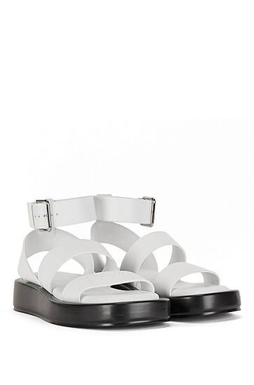 Italian-leather sandals with platform sole
