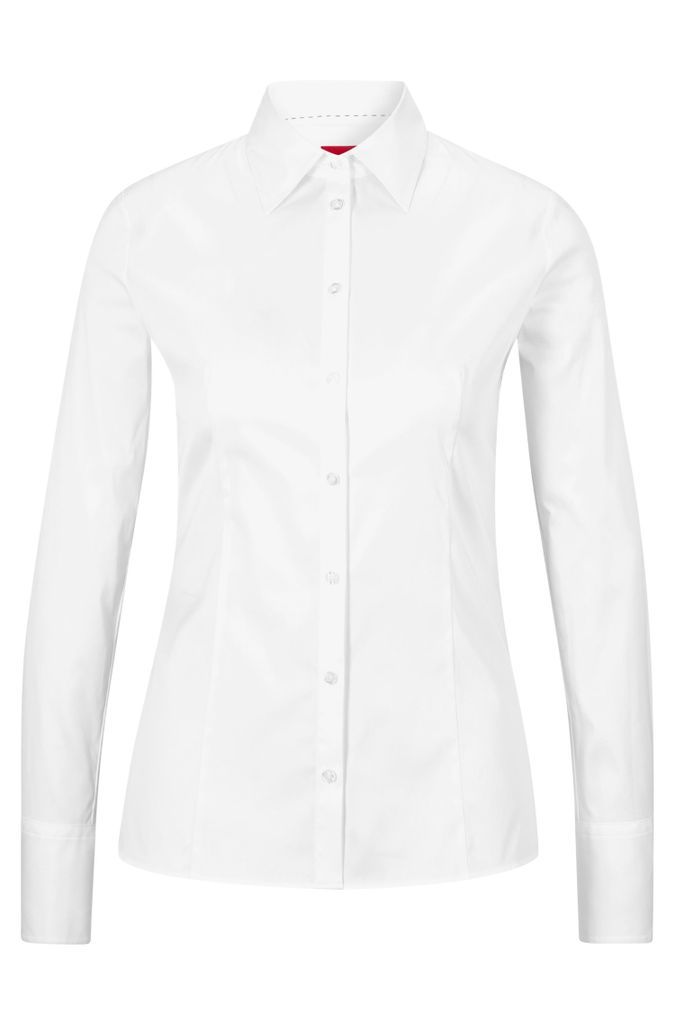 Slim-fit blouse in easy-iron poplin