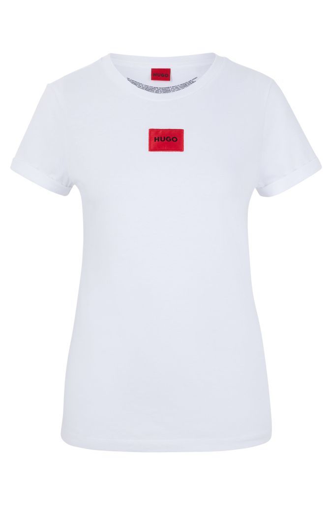Slim-fit cotton T-shirt with logo label