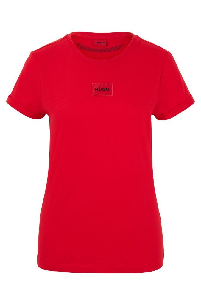 Slim-fit cotton T-shirt with logo label