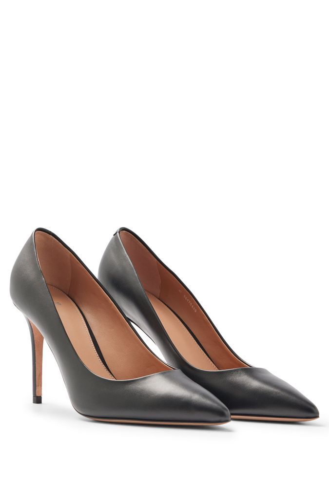 Heeled pumps in Italian leather with pointed toe