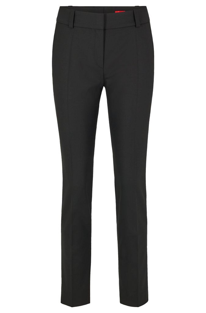 Slim-fit trousers in stretch fabric with slit hems