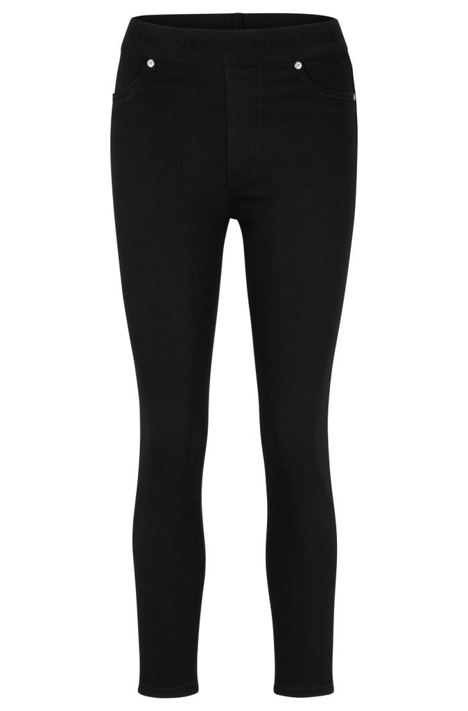 Extra-slim-fit jeggings in black denim with logo waistband