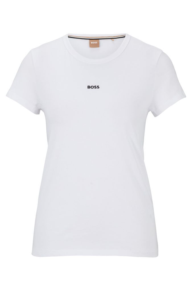 Organic-cotton slim-fit T-shirt with contrast logo