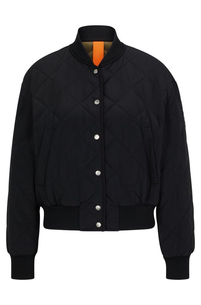 Diamond-quilted regular-fit jacket with branded poppers