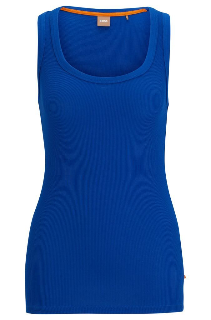 Scoop-neck top with logo embroidery