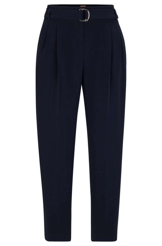 Belted regular-fit trousers in Japanese crepe