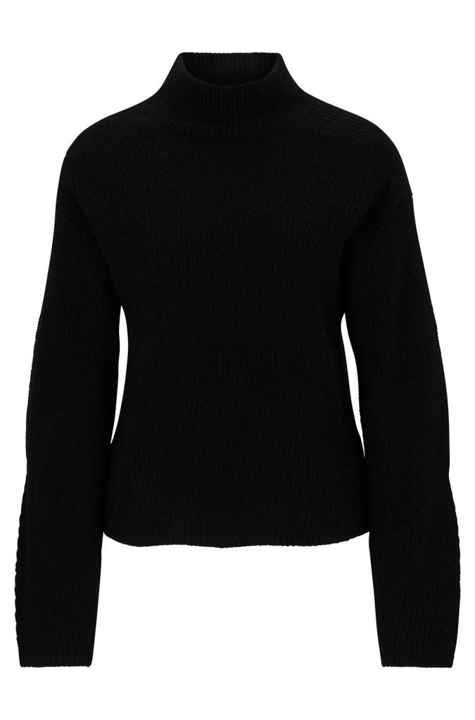 Knitted sweater with mock neckline