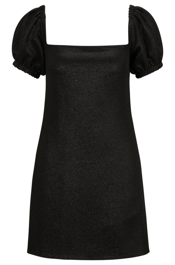 Square-neck dress in glitter-effect fabric
