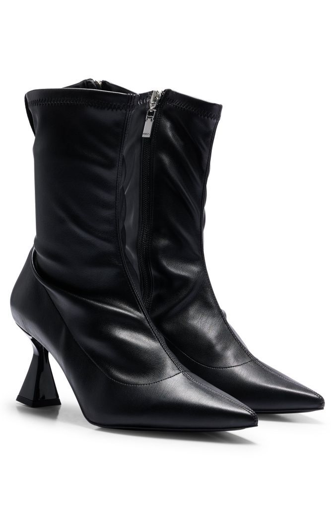 Faux-leather boots with feature heel