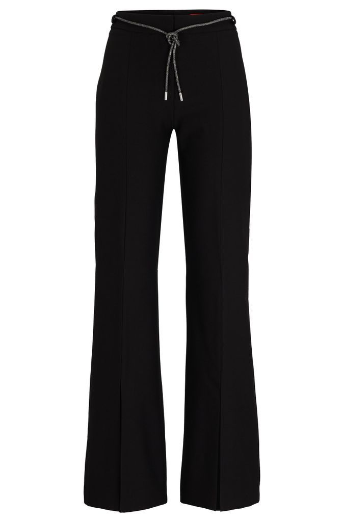 Regular-fit bootcut trousers with front slits